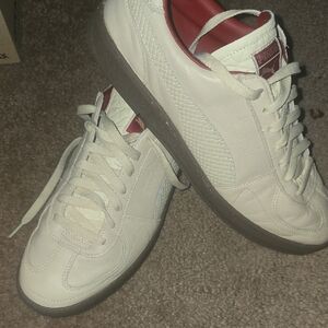 Puma Supreme Leather Men's Athletic Shoes - Cream and Red